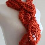 Pumpkin Orange Chunky Crochet Lace ..