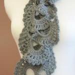 Crochet Scarf Queen Annes Lace Smokey Grey