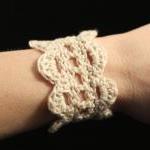 Crochet Bracelet Lace Cuff Ivory Cr..