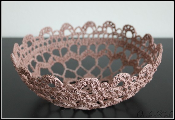 Lace Bowl Crochet Basket Crochet Doily Light Brown Taupe On Luulla