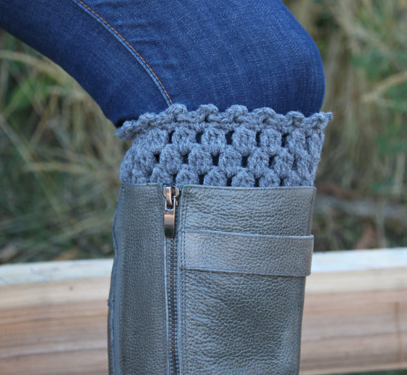 Crochet Boot Cuffs Leg Warmers Boot Socks Grey or Silver