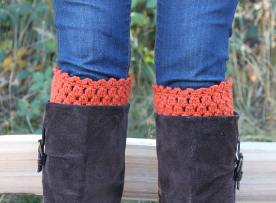 Crochet Boot Cuffs Leg Warmers Boot Socks Pumpkin