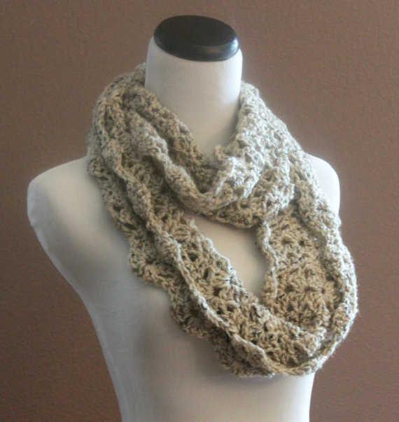 Chunky Infinity Scarf Crochet Lace Thick Cowl Neckwarmer Scarf Snood ...