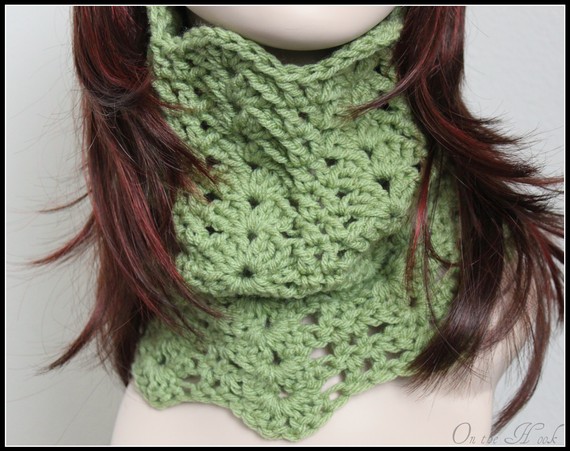 Infinity Cowl Crochet Scarf Lace Sage Green