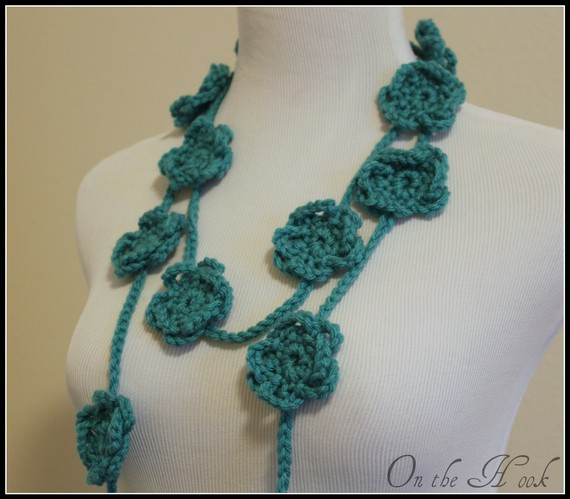 Turquoise Crochet Flower Scarf Spring Fashion Lariat