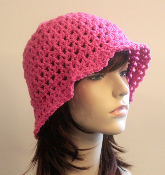 Floppy Crochet Hat Hot Pink Summer Beach Wide Brim