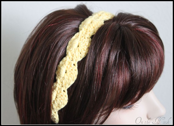 Women's Crochet Headband Yellow Hair Tie