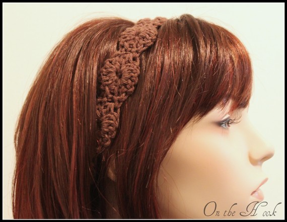 Womens Crochet Headband Brown Hair Tie