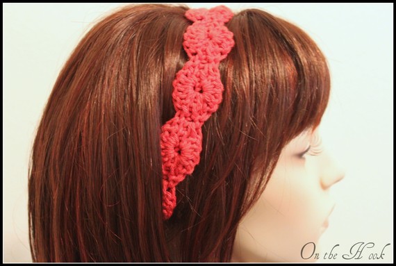 Crochet Headband Orange Hair Tie