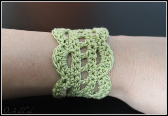 Crochet Cuff Lace Bracelet Lime Green
